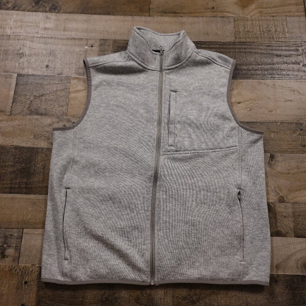 Lands' End Sweater‎ Fleece Vest Full Zip Men's XL Gray Heather